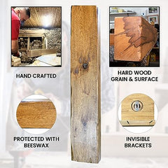 Heavily Worked Genuine (20x10) cm Solid Oak Beams for Fireplaces- Oak Floating Shelf for Home Decor- Rustic Shelves to Decorative Logs for Fireplace