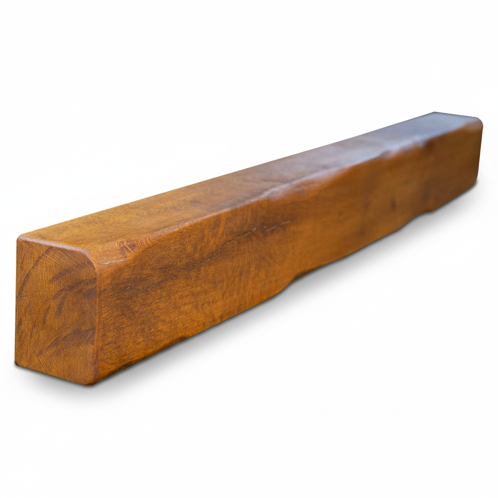 Wooden beam with a white background