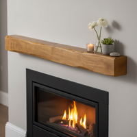 Solid Oak Fireplace Beam 7.5x10cm – Heavily Worked – Rustic Oak Mantel Shelf