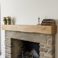 Solid Oak Fireplace Beam 7.5x10cm – Heavily Worked – Rustic Oak Mantel Shelf