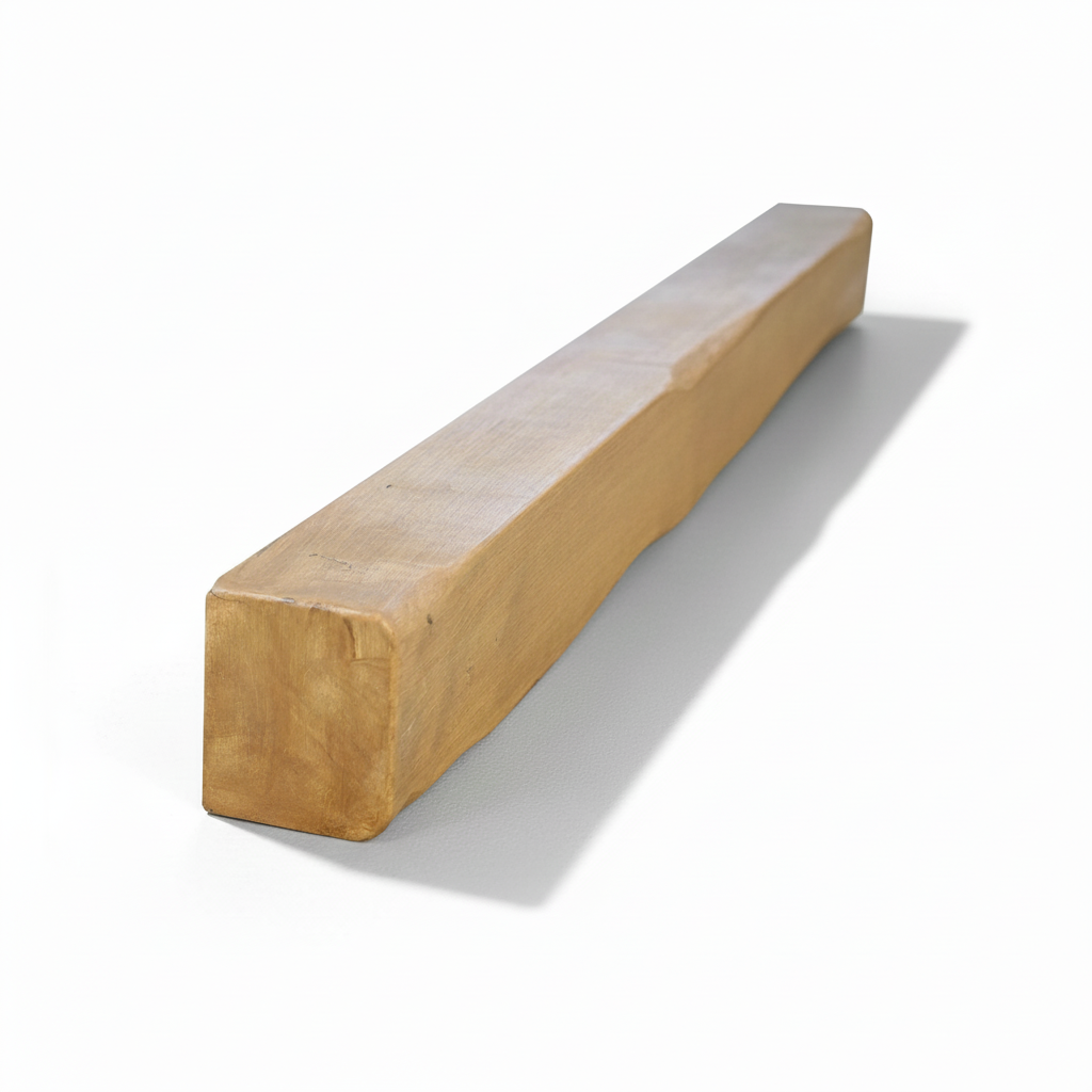 Long wooden beam on a white background
