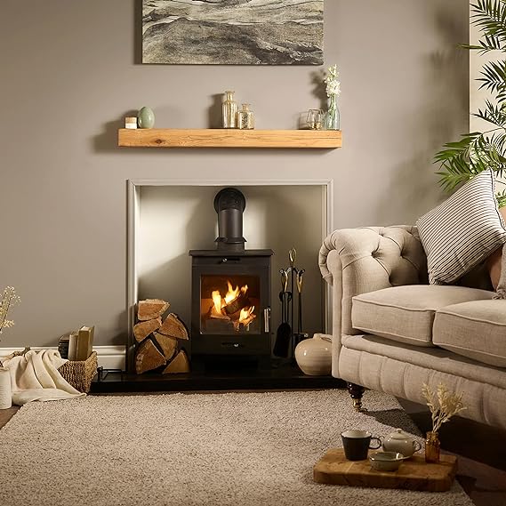 Solid Oak Fireplace Beam 12.5x12.5cm – Heavily Worked – Rustic Oak Mantel Shelf