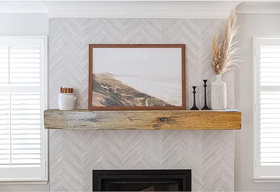 Solid Oak Fireplace Beam 10x10cm – Heavily Worked – Rustic Oak Mantel Shelf